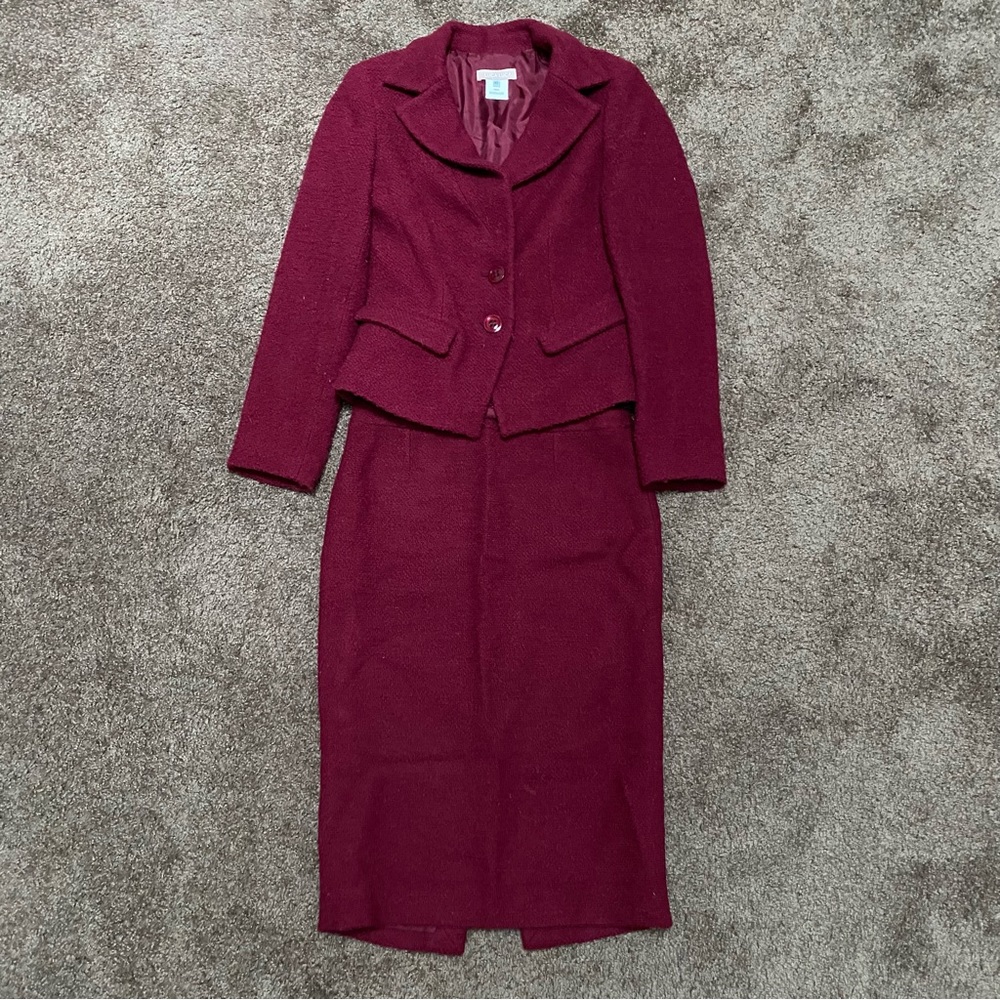 Luca Luca Size 42 Wool Maroon Suit / Skirt Set